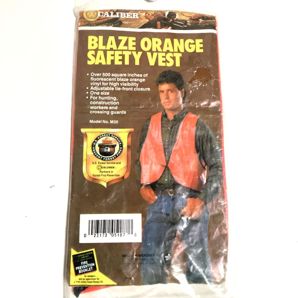 VTG Caliber 80’s Blaze Orange Safety Vest & Halloween Costume Piece Vinyl Adult